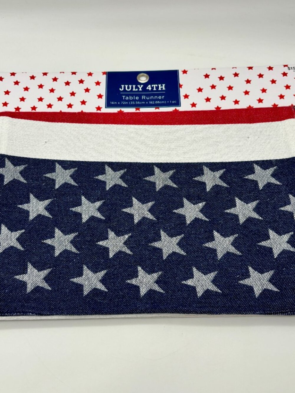 Stars & Stripes July 4th American Flag USA 14" x 72" Table Runner Linen NEW